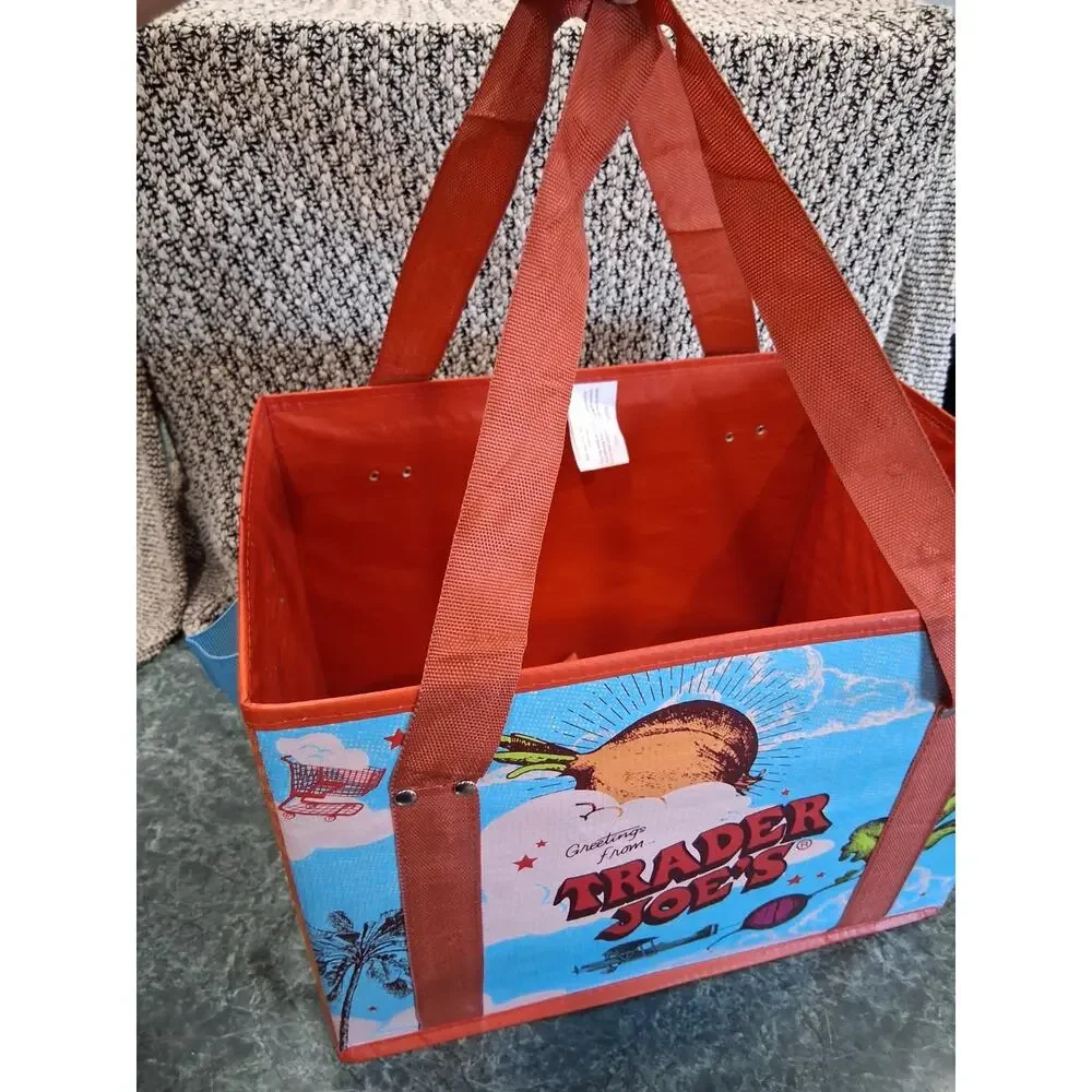 TRADER JOE'S Stand Up Collapsible Tote Grocery Bag Sturdy Durable 6 Gallon NEW